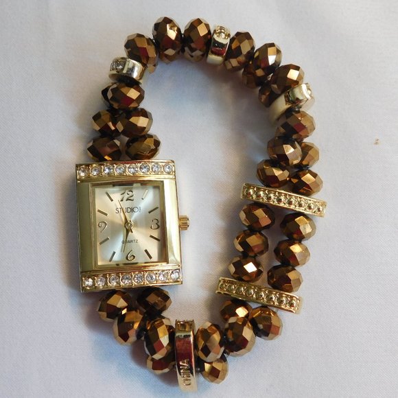 Studio Time Women's Beaded Stretch Watch - Picture 1 of 5